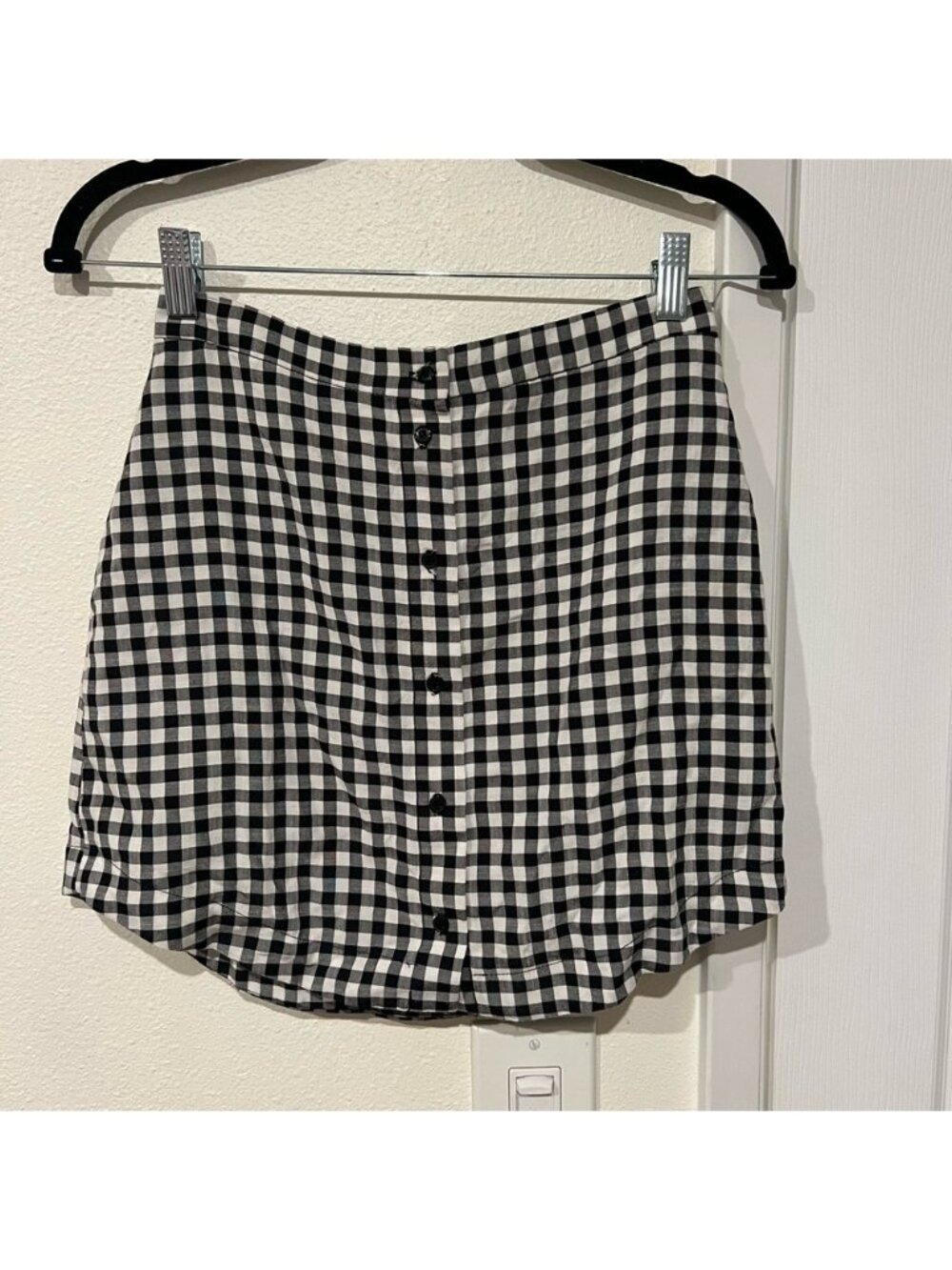 Topshop Gingham Checker Black White Mini Skirt Size 4 NWT